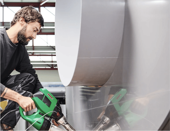 Man using Leister equipment